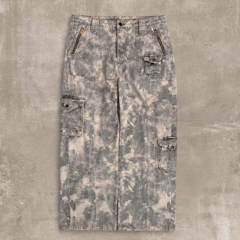 Vintage Y2K Acid Wash Gray Cargo Utility Pants